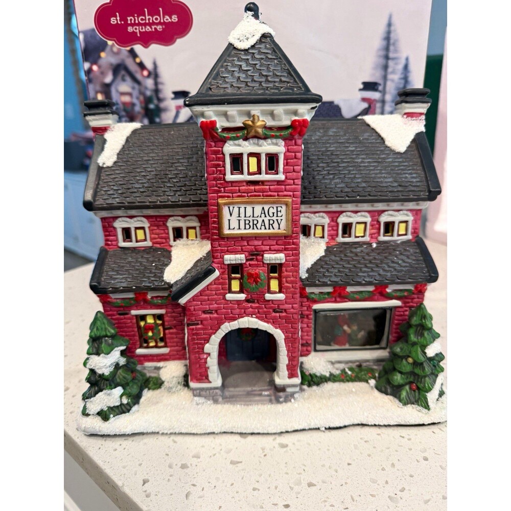 St. Nicholas Square “Village Library” 2012 Lighted Porcelain Village Collection